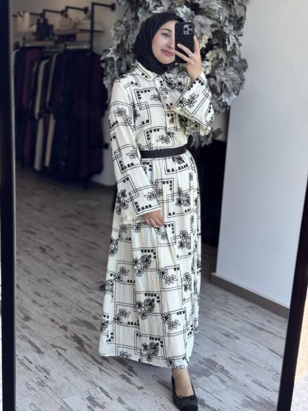 Vuu Etamin Desenli Keten Gömlek / Tunik 25SSVB1036