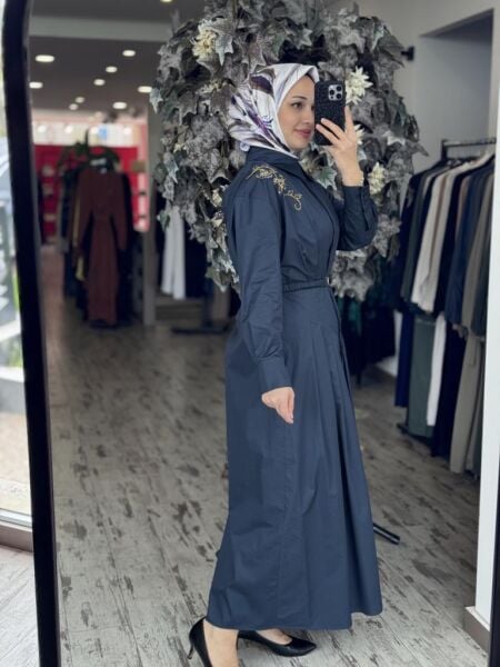 Vuu Koton Önü Pileli Elbise 25SSV4010 LACİVERT - 1