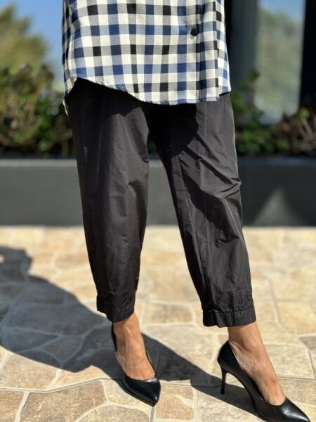 Almarwah Paçası Lastikli Paraşüt Kumaş Siyah Pantolon 606065