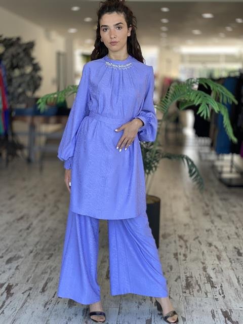 SENNA Jardin Lila Tunik Pantolon Abiye Takım 9008S23 LİLA - 42