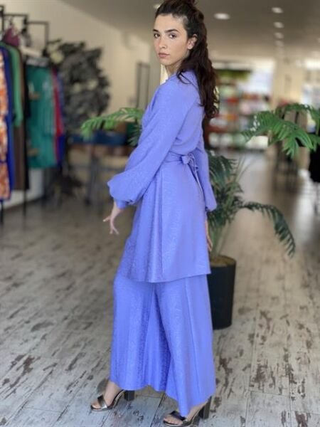 SENNA Jardin Lila Tunik Pantolon Tesettür Abiye Takım 9008S23 LİLA - 42