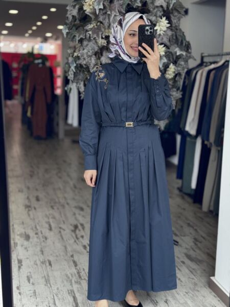 Vuu Koton Önü Pileli Elbise 25SSV4010 LACİVERT - 2