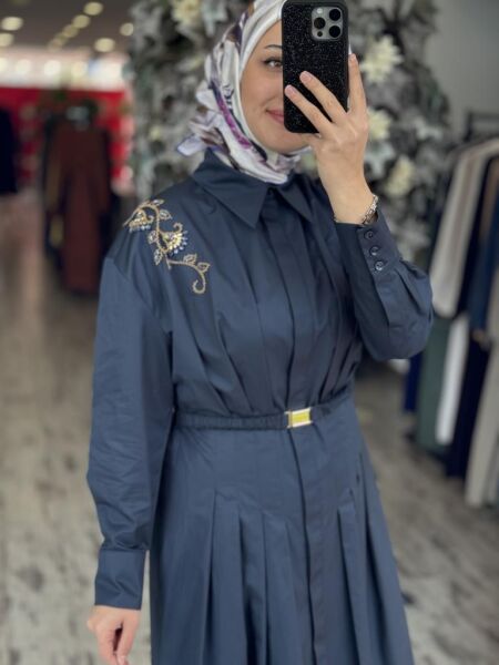 Vuu Koton Önü Pileli Elbise 25SSV4010 LACİVERT - 3