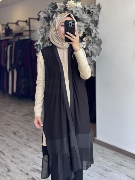 Almarwah Şifon Detaylı Penye Yelek 404953