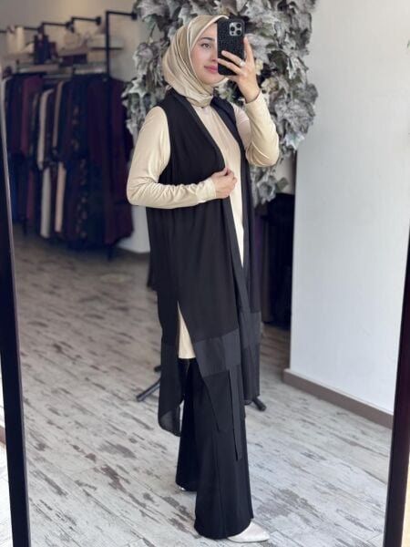 Almarwah Şifon Detaylı Penye Yelek 404953