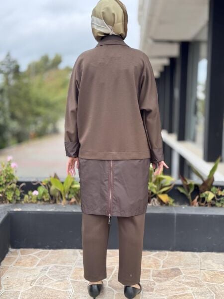 Tığ Triko Teknik Kumaş Detaylı Çıtçıtlı Kap Pantolon Takım TKM1960