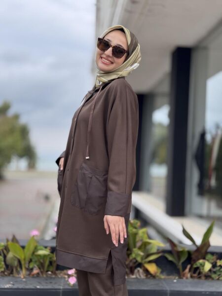 Tığ Triko Teknik Kumaş Detaylı Çıtçıtlı Kap Pantolon Takım TKM1960