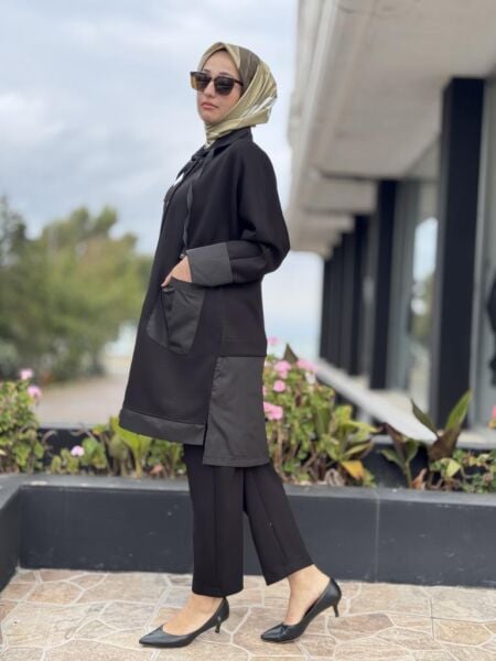 Tığ Triko Teknik Kumaş Detaylı Çıtçıtlı Kap Pantolon Takım TKM1960