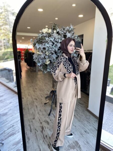 Ghisa Ribanalı Leopar Detaylı Ceket Pantolon Takım 4860
