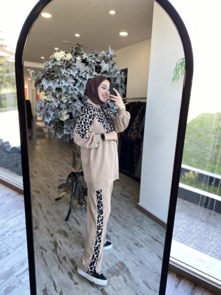 Ghisa Ribanalı Leopar Detaylı Ceket Pantolon Takım 4860