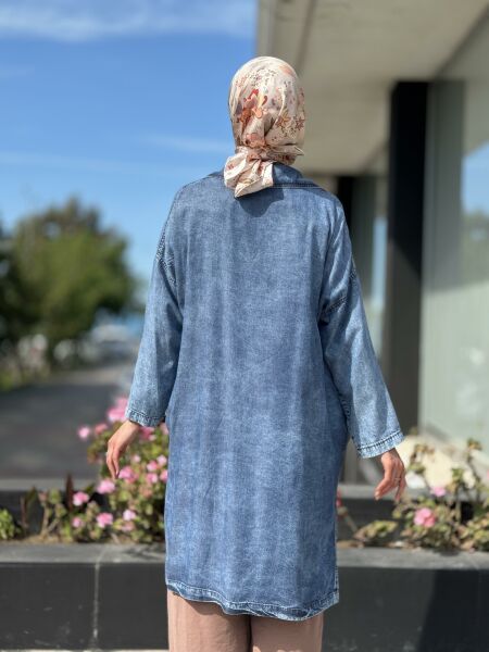Almarwah Fermuarlı Tencel Maxı Kot Kap / Ceket 404850