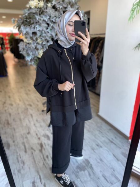 Ghisa Biye Detaylı Kapüşonlu Ceket Pantolon Takım 4837