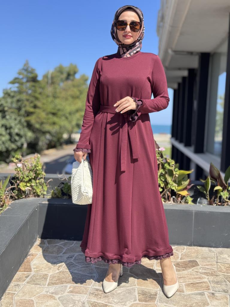 Misswhence Kol ve Etek Ucu Dantelli Elbise 38823