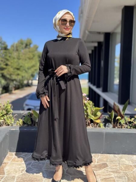 Misswhence Kol ve Etek Ucu Dantelli Elbise 38823