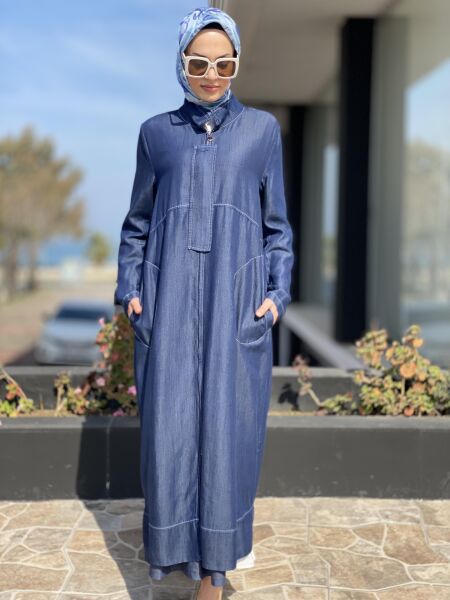 Almarwah Tencel Fermuarlı Kot Kap 404831