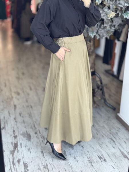 Kahma Poplin Kloş Etek