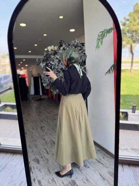 Kahma Poplin Kloş Etek