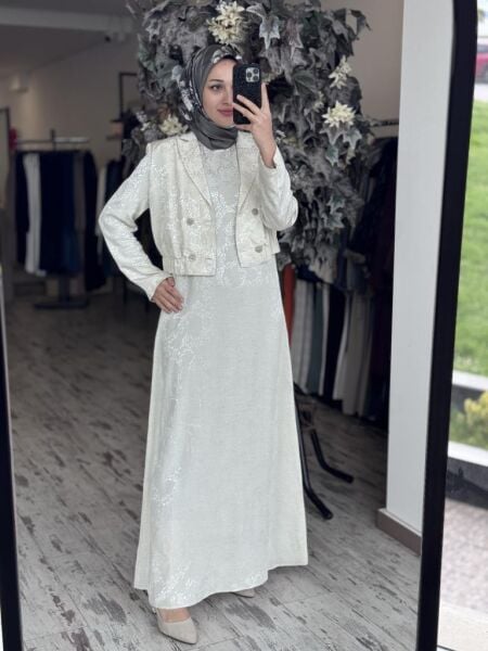 Almarwah Jakarlı Ceket Elbise İkili Takım 202762