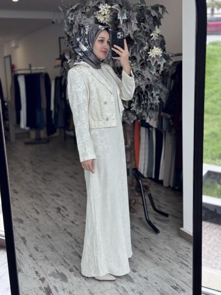 Almarwah Jakarlı Ceket Elbise İkili Takım 202762