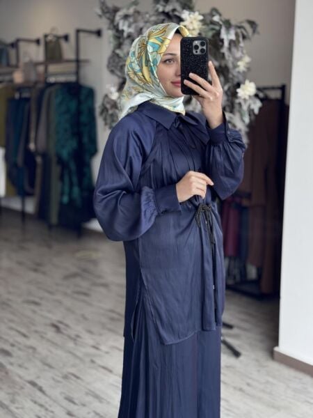 Almarwah Saten Kraşlı Gömlek Pantolon Takım 202747