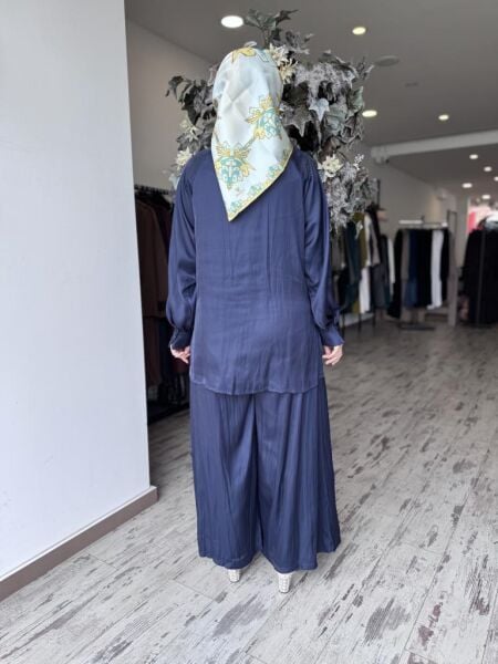 Almarwah Saten Kraşlı Gömlek Pantolon Takım 202747