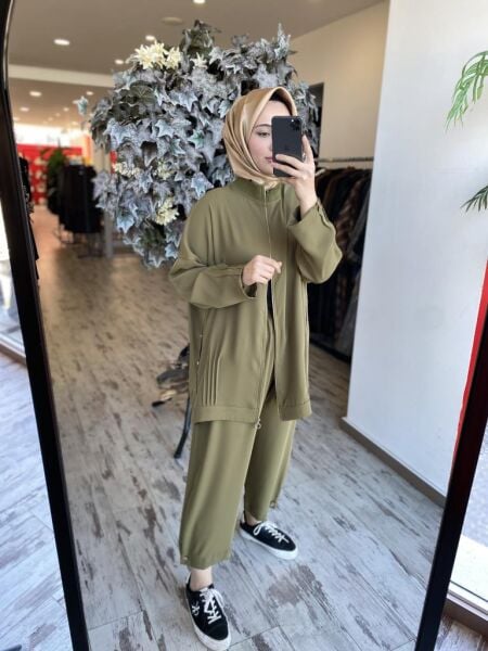 Ghisa Nervür Detaylı Fermuarlı Ceket Pantolon Takım 4401