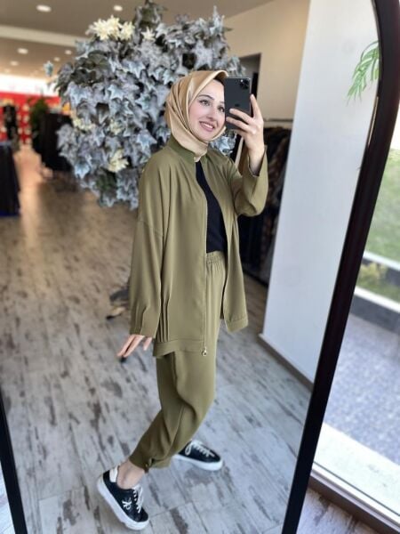 Ghisa Nervür Detaylı Fermuarlı Ceket Pantolon Takım 4401