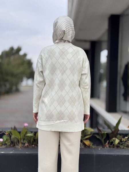 Tığ Triko Baklava Desenli Triko Tunik TNK21855