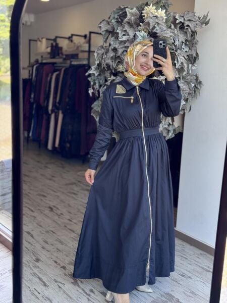 Qupra Fermuarlı Poplin Elbise WAB85015