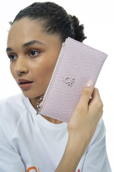 Benetton Yazılı Büyük İnce Cüzdan BNT988 PEMBE