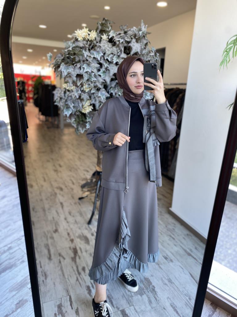 Ghisa Fırfır Detaylı Etek Ceket Takım 3024