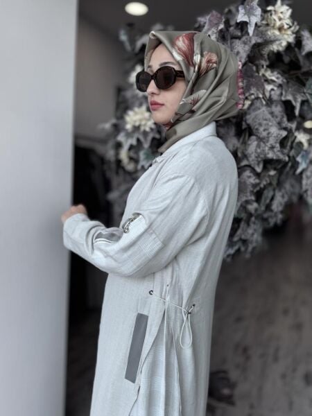 Almarwah Belden Büzgülü Fermuarlı Keten Kap 404941