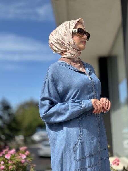 Almarwah Fermuarlı Tencel Kot Kap 404844 MAVİ - 38