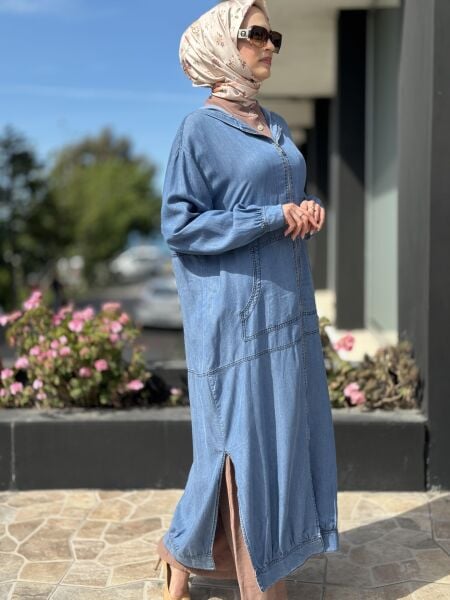 Almarwah Fermuarlı Tencel Kot Kap 404844 MAVİ - 38