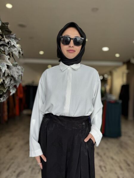 Almarwah Çizgili Gömlek Jakarlı Pantolon Takım 202778