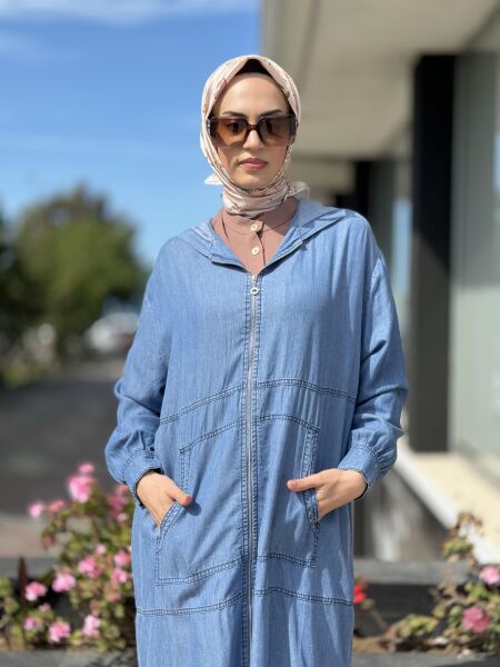 Almarwah Fermuarlı Tencel Kot Kap 404844 MAVİ - 42