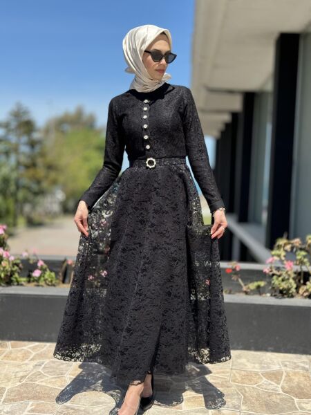 Jamila Sarah Dantelli Abiye Elbise 3017