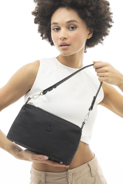 Benetton Logolu 3 Gözlü Keten Çanta BNT1091