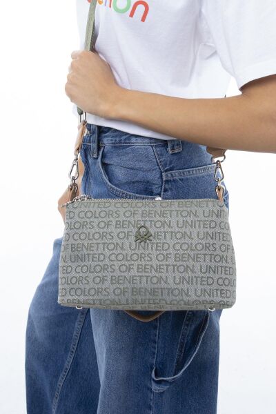Benetton Logolu 3 Gözlü Keten Çanta BNT1091