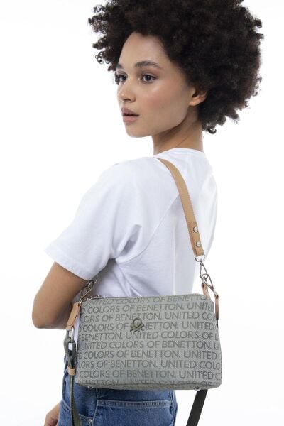 Benetton Logolu 3 Gözlü Keten Çanta BNT1091
