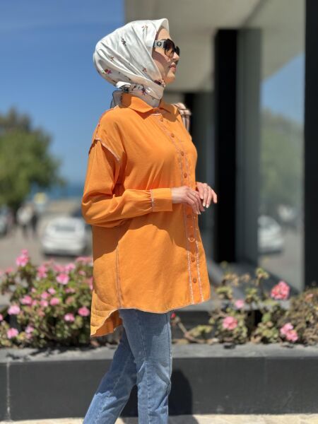 Almarwah Tencel Gömlek 101965 ORANJ - 36