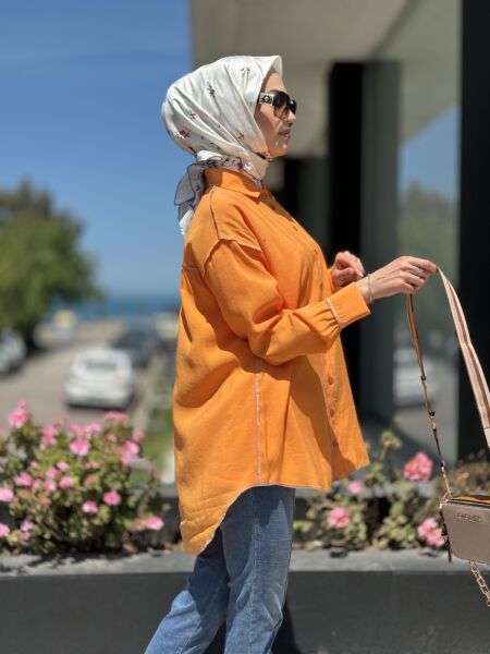 Almarwah Tencel Gömlek 101965 ORANJ - 38