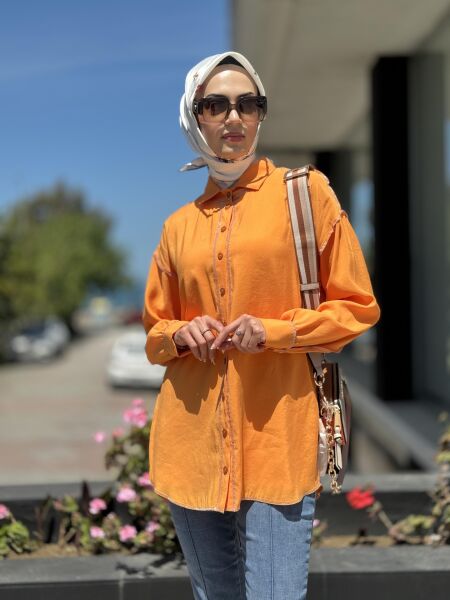 Almarwah Tencel Gömlek 101965 ORANJ - 42