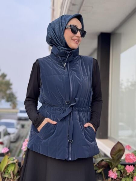 Kahma Beli Köprü Büzgü Detaylı Şişme Yelek