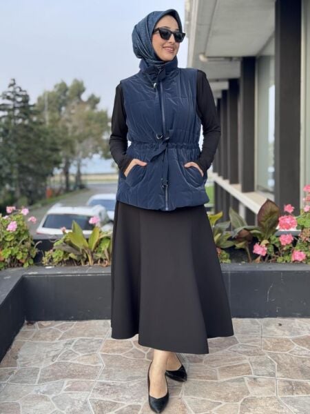 Kahma Beli Köprü Büzgü Detaylı Şişme Yelek