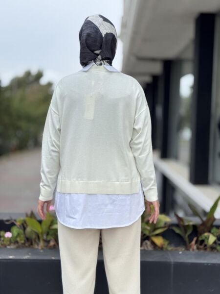 Tığ Triko Boncuk İşlemeli Gömlek Detaylı Tunik TNK21704