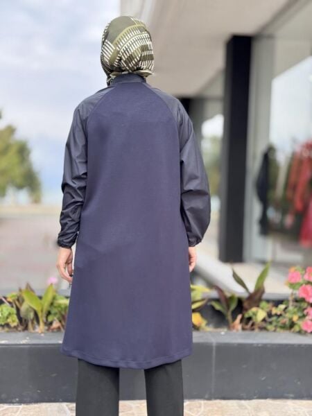 Tığ Triko Teknik Kumaş Kombinli Fermuar Detaylı Kap KAP20004