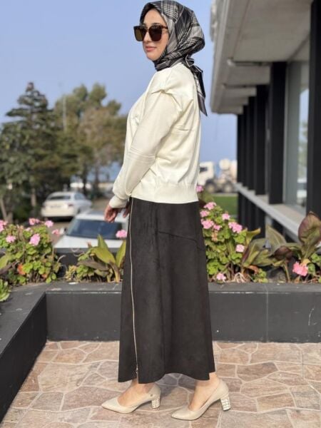 Ghisa Fermuarlı Süet Etek G5372