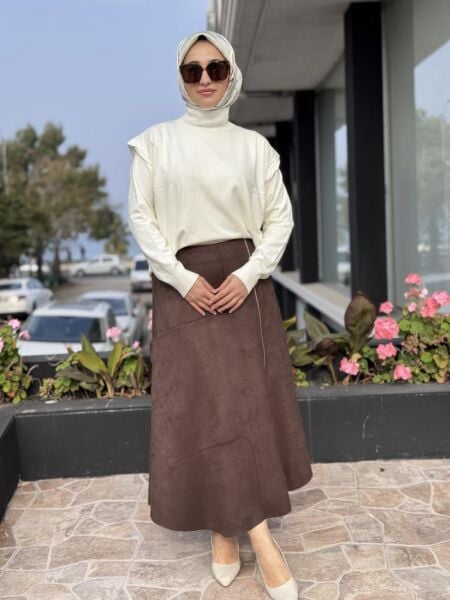 Ghisa Fermuarlı Süet Etek G5372