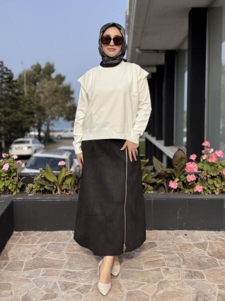 Ghisa Fermuarlı Süet Etek G5372